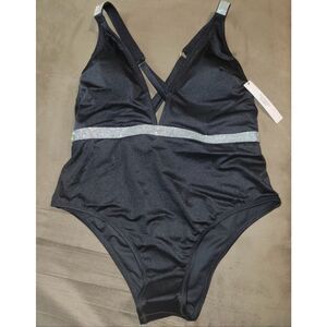 NWT Victoria Secret shine strap deep v cut one piece bathing suit size xxl